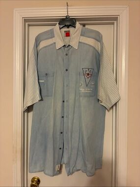Color Works XLT Men's Light Blue Short-Sleeve‎ Button-Down Casual Shirt